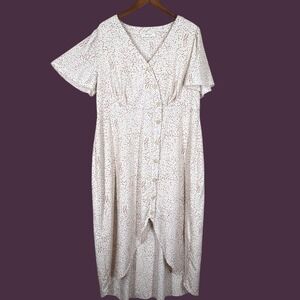 A Beautiful Soul Womens Dress Size A (1X) Cream Button Front Hi-Low Cottagecore